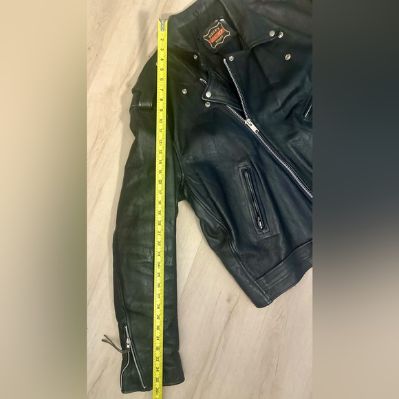 Vintage BIKER’S LEATHER STUFF Men’s Black  Moto Jacket 52” Chest (2XL) - Picture 12 of 13